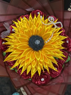All new 12 eternal roses that last forever with 1 sunflower