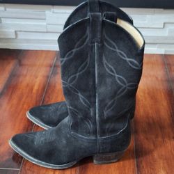 Tony Lama Black Suede Cowboy Boots Size 9D Men’s Western Boots Vintage