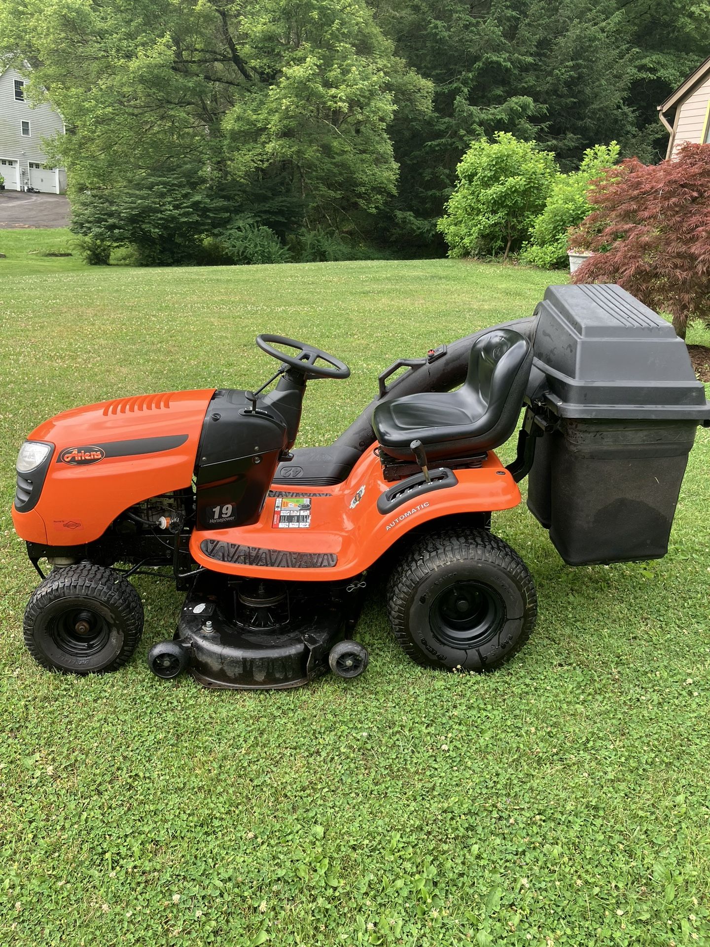 Ariens 19 hp. automatic riding lawnmower with bagger for Sale in