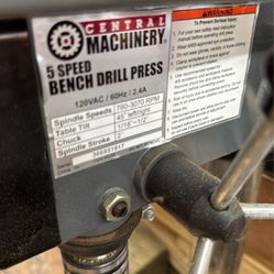 Central Machinery 5 Speed Bench Drill Press