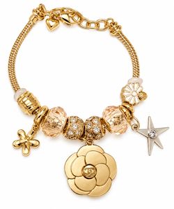 Chanel Gold Camellia Charm Bracelet