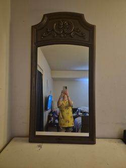 Vintage Spanish Mediterranean wooden wall mirror