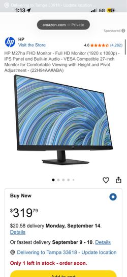HP 27” Ha computer monitor $75