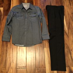 Gray Dark Pants And Light Gray Shirtsleeve Size14-16 Youth