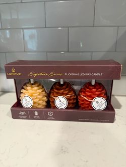 Lumipur - Fall Flickering Pine Cone LED Wax Candle w/Remote