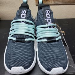 *NEW* Adidas Lite Racer Adapt 7.0 K Black/Mint Slip-On Shoe Kids Size 4.5 Women's 5.5