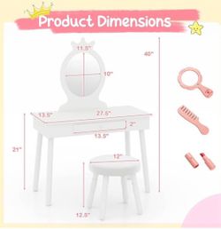 Kids Vanity Table and Stool Set