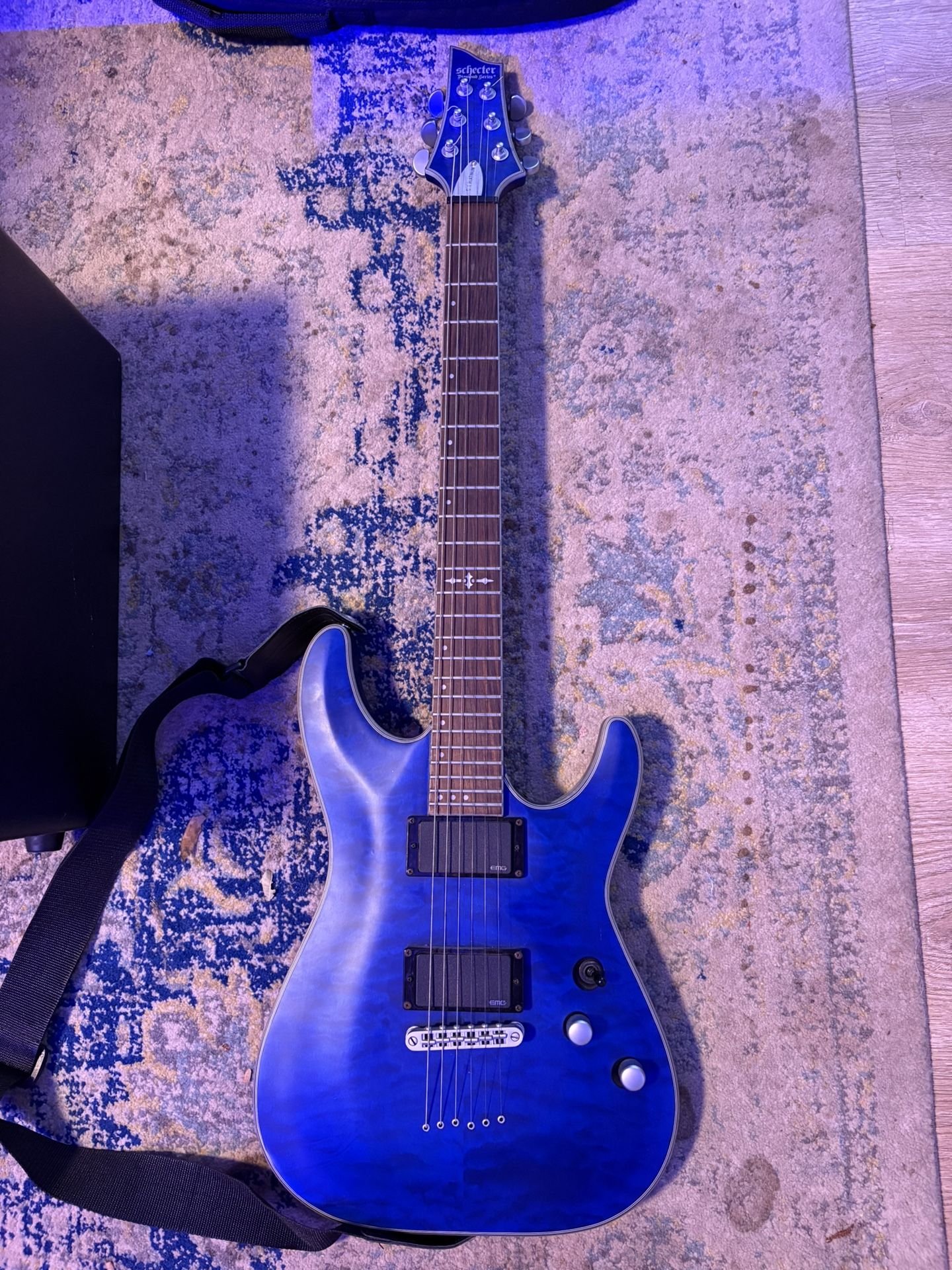 Schecter Guitar Research C-1 Platinum Electric Guitar Satin Transparent Midnight Blue