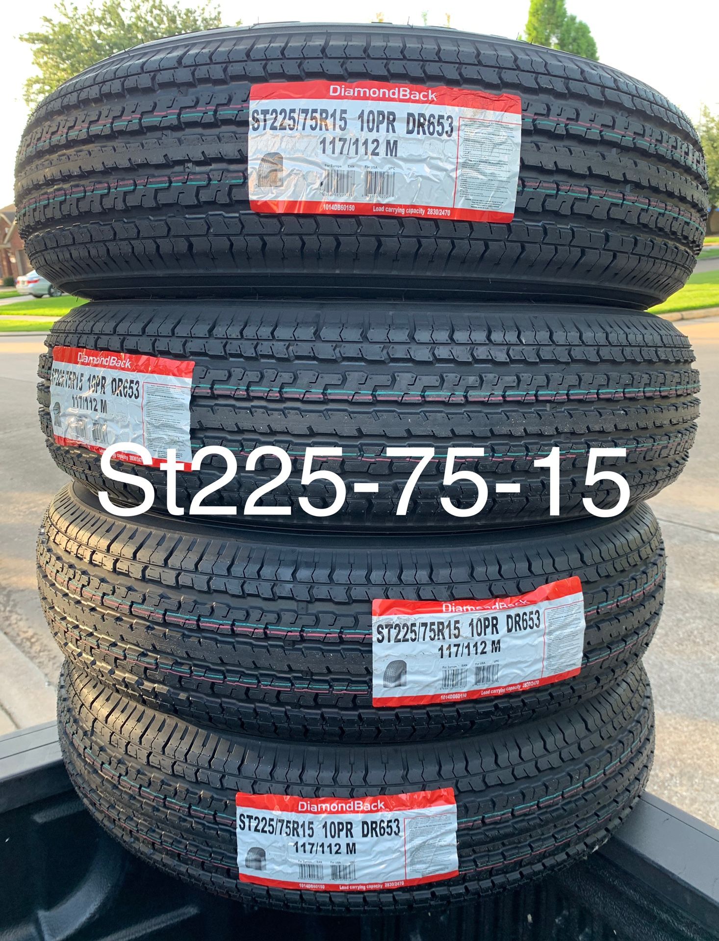 4 New St225-75-15 10ply