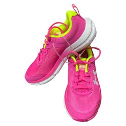 NEW $60 Under Armor Assert 10 Pink and Neon Yellow Running Shoes - Size 5Y