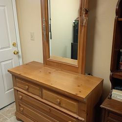 Dresser heavy wood and queen size headboard broyhill