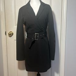 Blue Blush Sharp Black Blazer Dress
