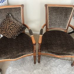 2 Vintage Leopard Chairs