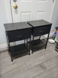 Two Black Matching Nightstands with Drawers