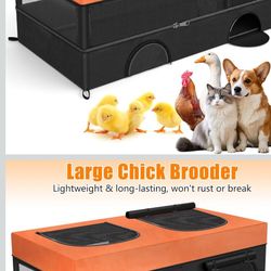 Large Chicken Brooder, Brooder Box for Chicks with Zipper Doors, Removable Waterproof Roof & Bottom for Easy Cleaning, Chick Starter Kit Cage, Small A