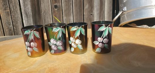 Fenton Cobalt Blue Carnival Glass X4