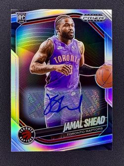 2024-25 Panini Prizm Black Jamal Shead Auto RC Silver Holo Rookie #210 Raptors