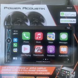 Power acoustic the car stereo upgrade with Apple play and door speakers are included