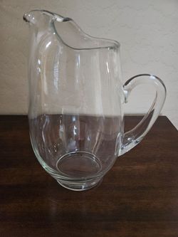 13"Clear Glass Pitcher with Handle, new heavy Giftable $10