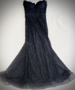 Elegant Sparkling Black Lace Corset Gown Size M