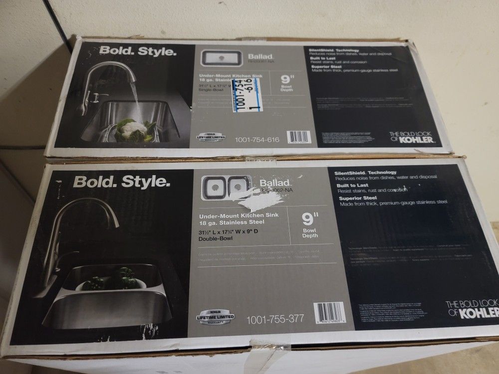 Brand New Kohler Undermount Sinks 2 Left $200 Each Firm