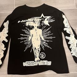 Black and white hellstar long sleeve shirt SIZE S