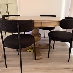 Round Dining Table + 4 Modern Chairs (Bundle Deal)