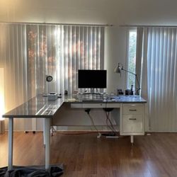 Vintage Industrial Desk With Side Extension