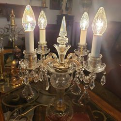 An Amazingly Beautiful Crystal Antique Electrified Table Candelabra