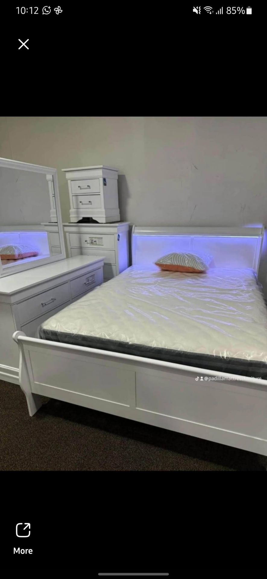 White 5pcs led light bedroom sets