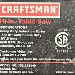 Craftsman Table Saw