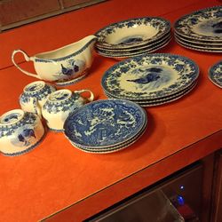 William James FARMYARD 6 SALAD PLATES Vintage UNUSED Rooster Floral on eBay they want $215 for this  has a coffee pot or a tea pot three coffee cups g