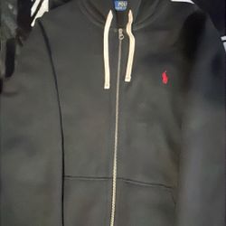 Black With Red Polo Hoodie Zip Up