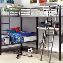 Triple Twin Bunk Bed W/ Desk Brand New In Box 
