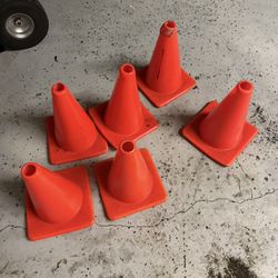 6 Large 12” Orange Rubber Cones Heavy Duty