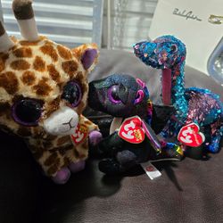 T y beanies, limited edition collectibles, set of three