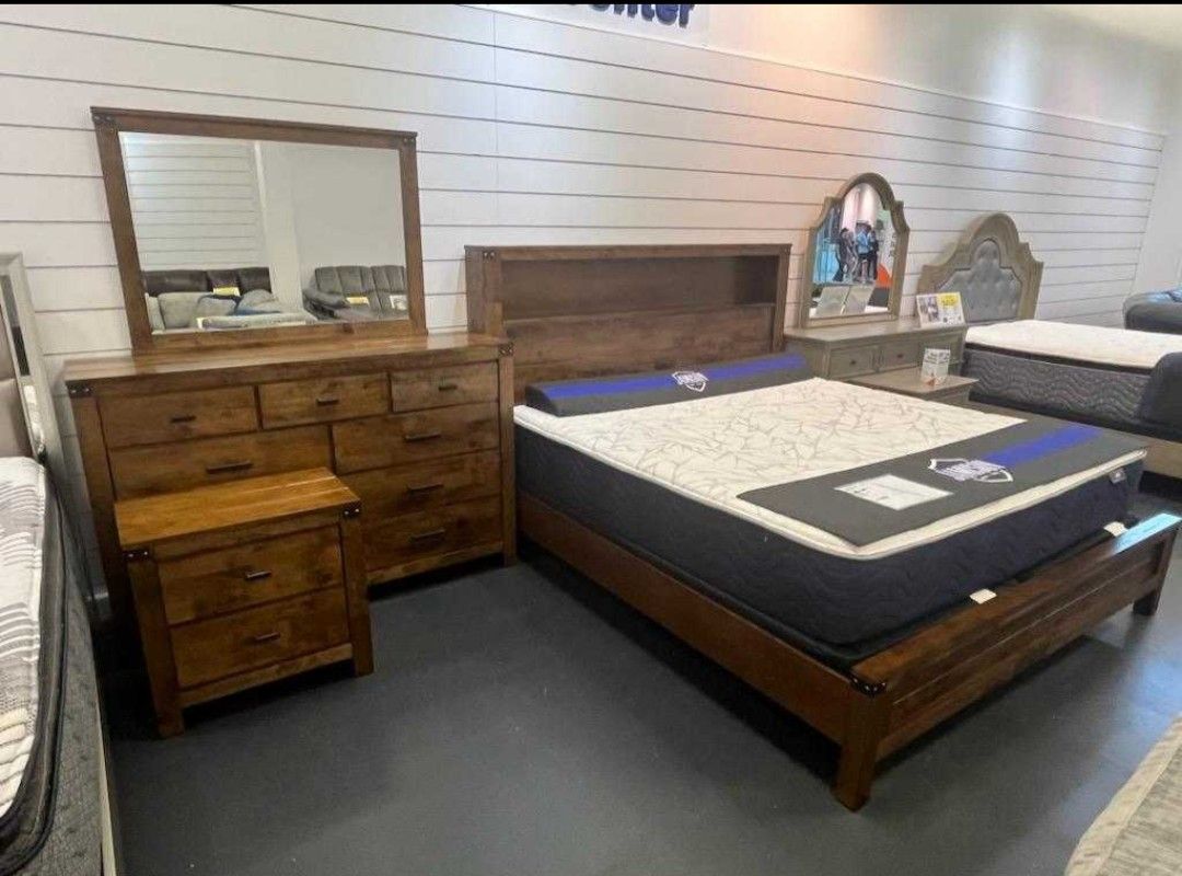 🔥BEDROOM SETS IN QUEEN OR KING!!!JUST $1 GETS IT DELIVERED 🚚TONIGHT!!! 101 DAYS TO PAY WITH NO INTEREST!!!