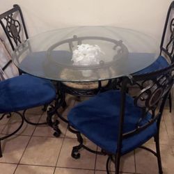 5 Piece Glass Top and marble Dining  Set