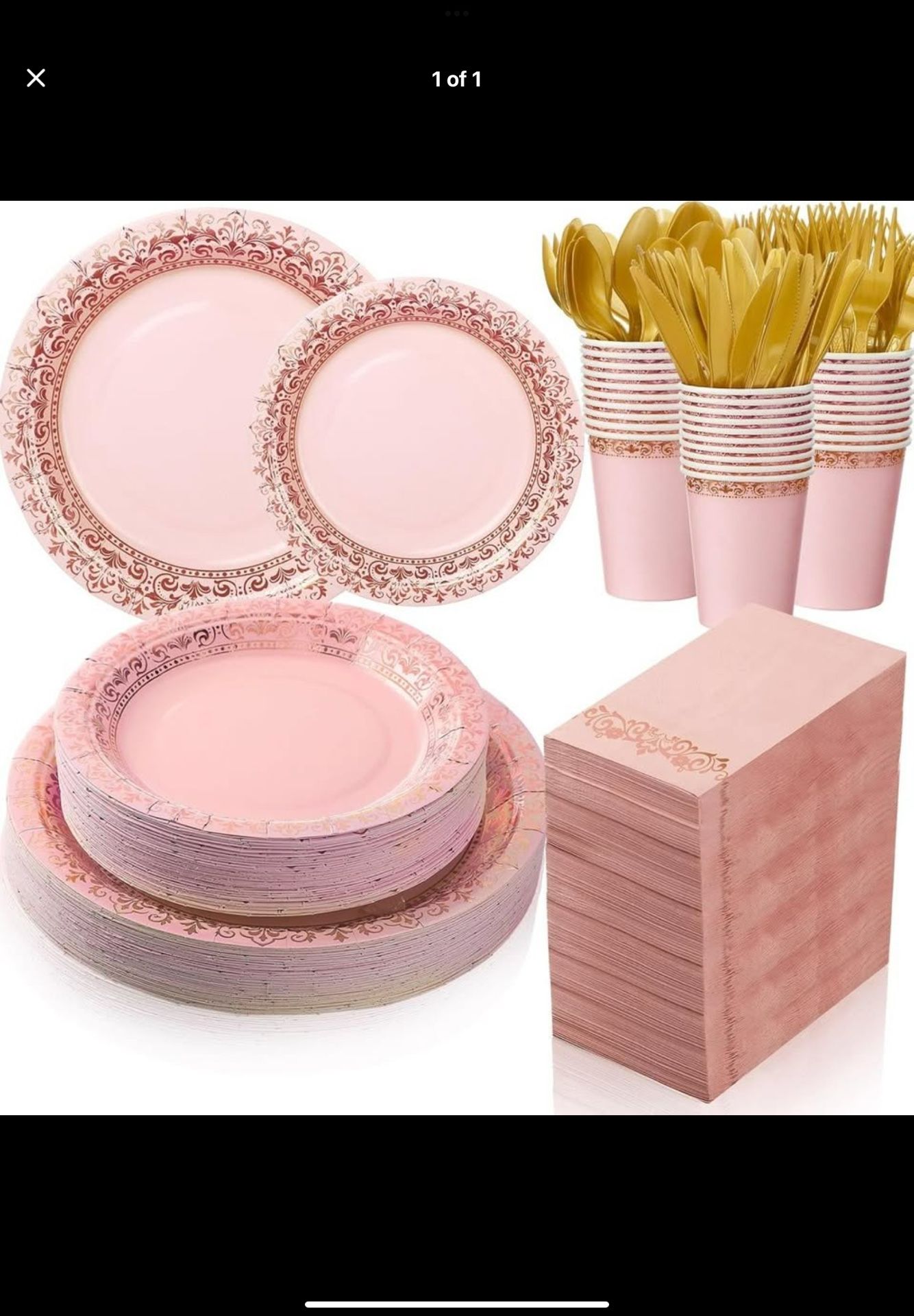 700 Pcs Disposable Dinnerware Set for 100 Guests Include 200 Paper Plates, 300 Plastic Silverware, 100 Paper Cups, 100 Napkins for Wedding Birthday Pa