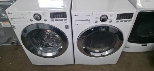 LG Front Load Washer & Dryer Set – White | Large Capacity | TrueSteam | Sensor Dry | Excellent Condition