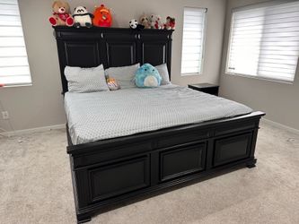 King Size Bed frame , box and night stand