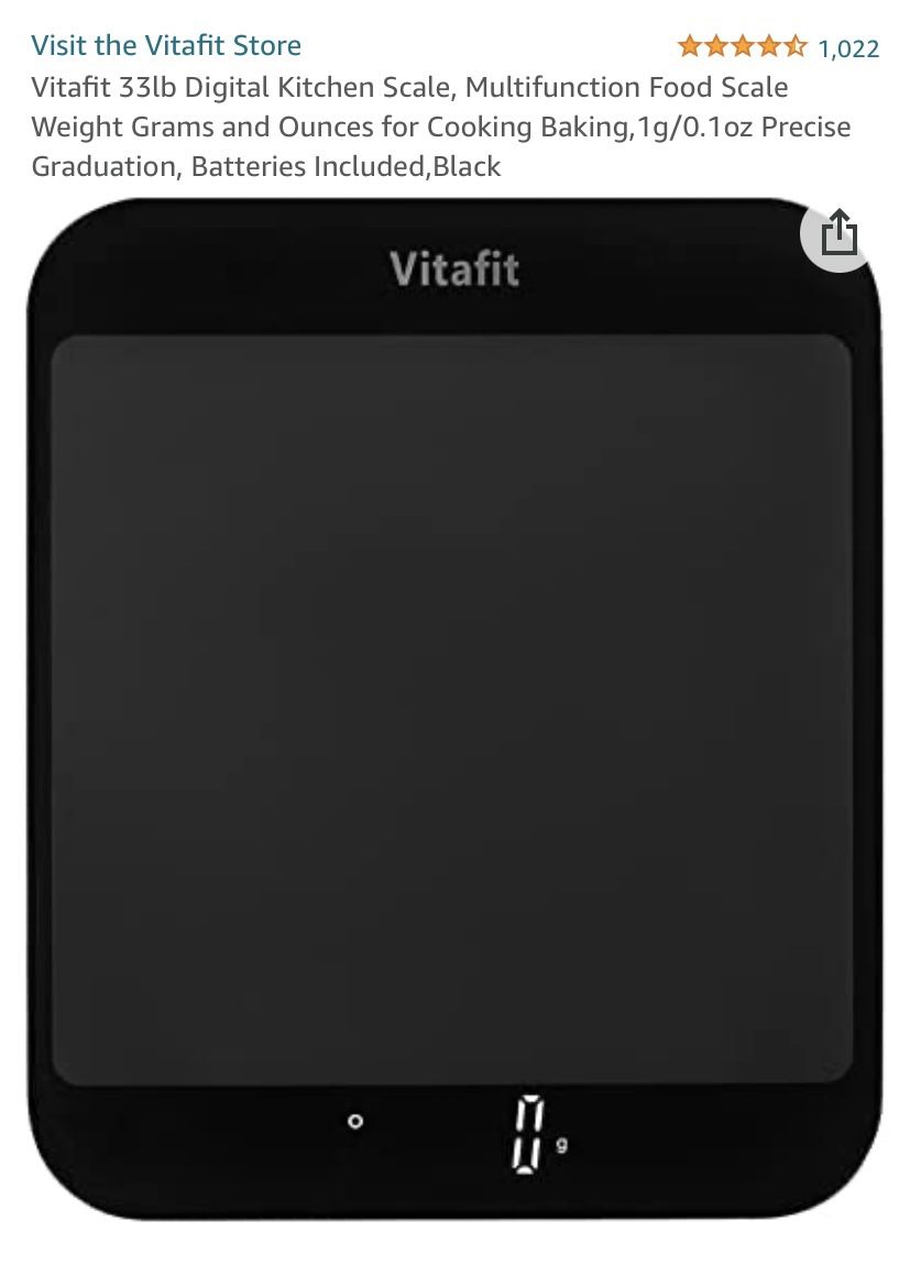 Vitafit 33lb Digital Kitchen Scale, Multifunction Food Scale Weight Grams and Ounces