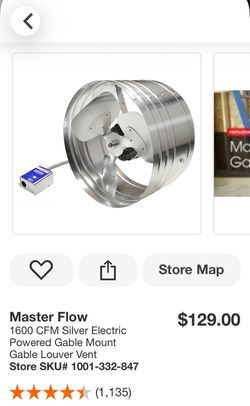 Master Flow 1600 CFM Silver Electric Powered Gable Mount Gable Louver Vent
