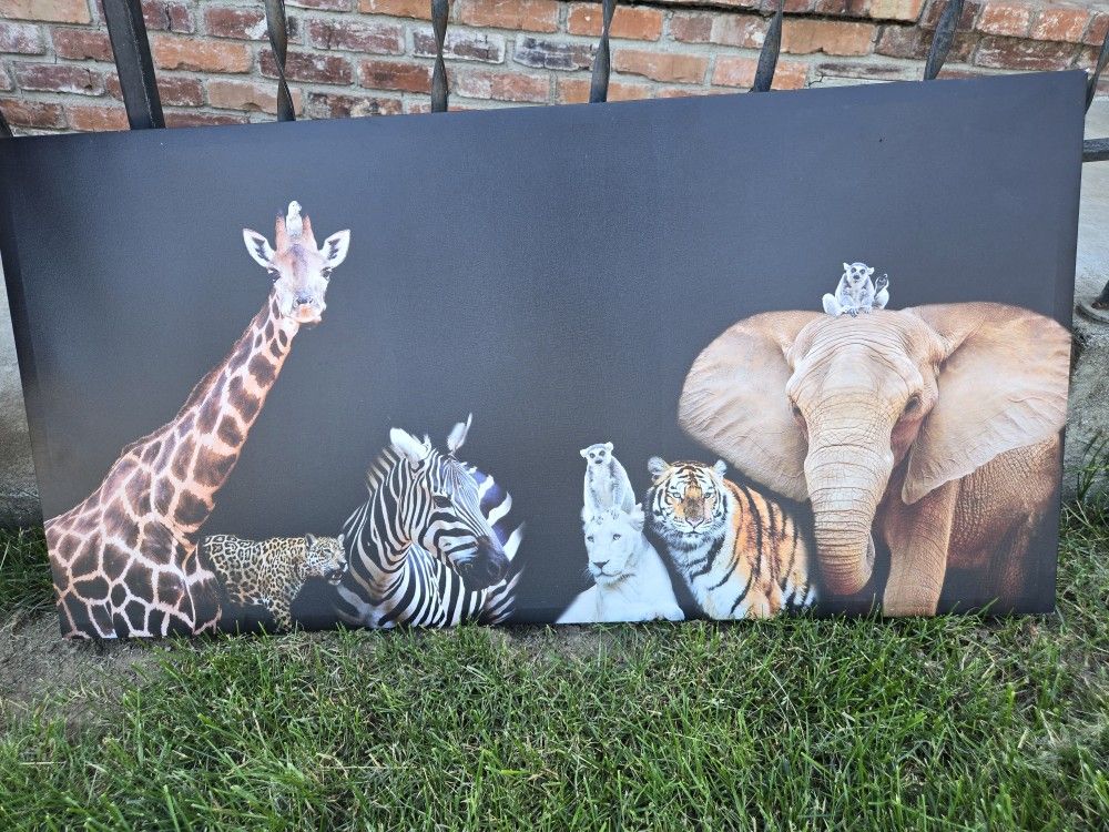 Canvas Painting With Jungle Animals