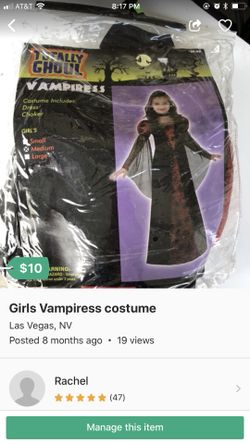 Girls Vampiress Costume