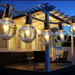 96FT LED String Lights, 30 Pcs G40 Bulbs, Waterproof Dimmable Globe Hanging Cafe, Bistro Lights for Outside