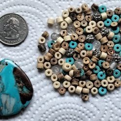 Composite Stone Pendant And Coordinating Beads For Jewelry Making