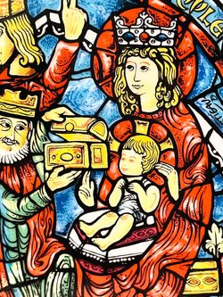 Stained Glass Religious Nativity Art Panel