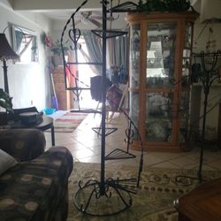 Rod Iron Plant Stand And Small One With 3 Plant Holders