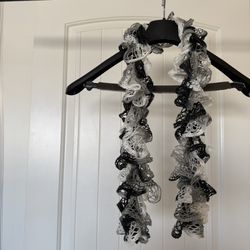 Gothic Luxe Ruffle Scarf 🖤🤍 Statement Layered Mesh Knit – Y2K Grunge Fairycore Dream Piece